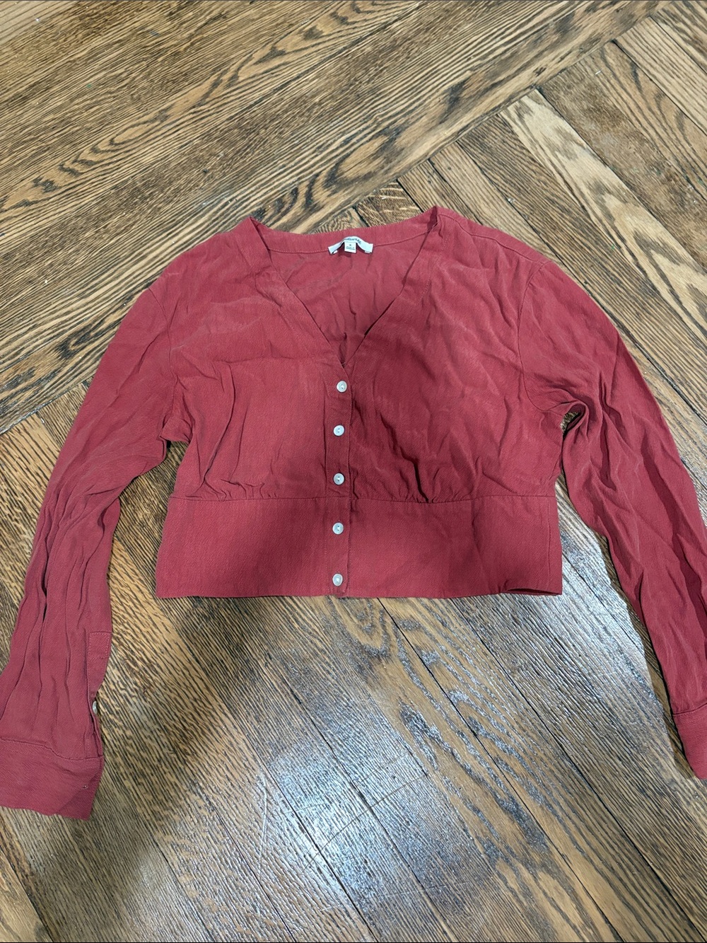 Madewell Size Medium Cropped Button-Front Rust Cardigan